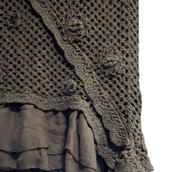 Bandolino Crochet Knit Ruffle Hem Maxi Skirt - L - Picture 3 of 10